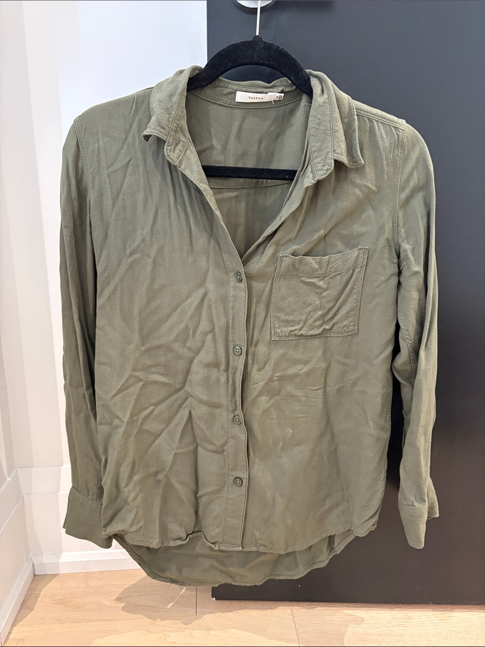Aritzia Olive Green Button-Up Shirt
